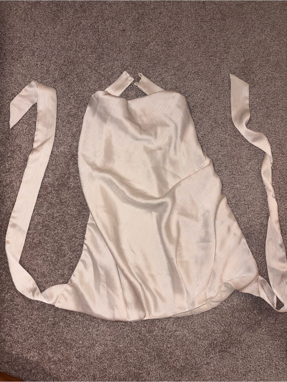 Hello Molly Ivory Satin Halter Tie-Back Cami